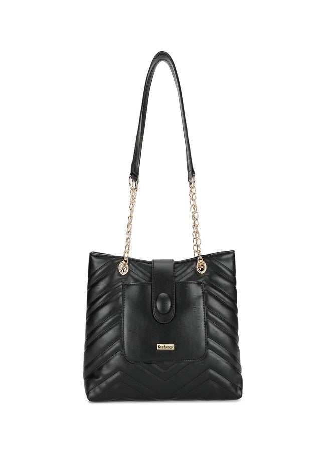 Fastrack Quilted Structured Tote Bag with Semi-Metallic Shoulder Strap for Women, Girls and Ladies - Image 1